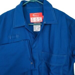Bizweld Coveralls Mens Large Blue Flame Resistant Cotton Workwear Suit